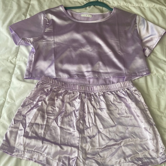 A large purple two piece pajama set. - Picture 1 of 7